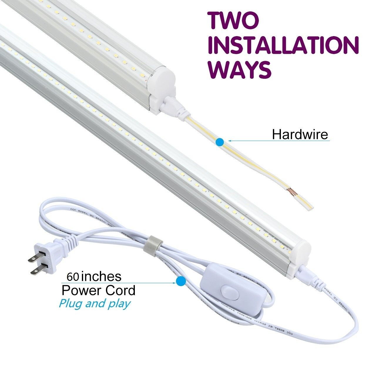 6 Pack LED T5 Integrated Single Fixture 4FT 20W LED Shop Ceiling Lights Clear