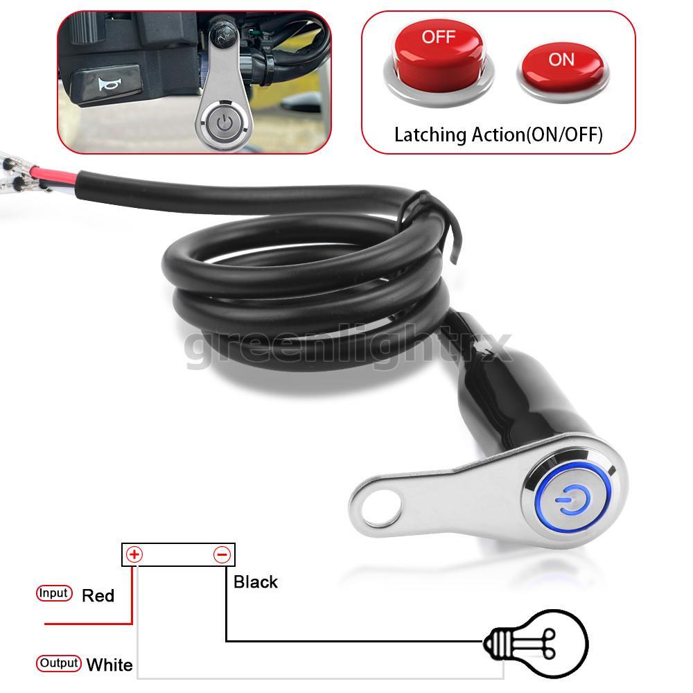 LED Motorcycle Switch ON/OFF Handlebar Mount Push Button 12V Headlight Fog Light
