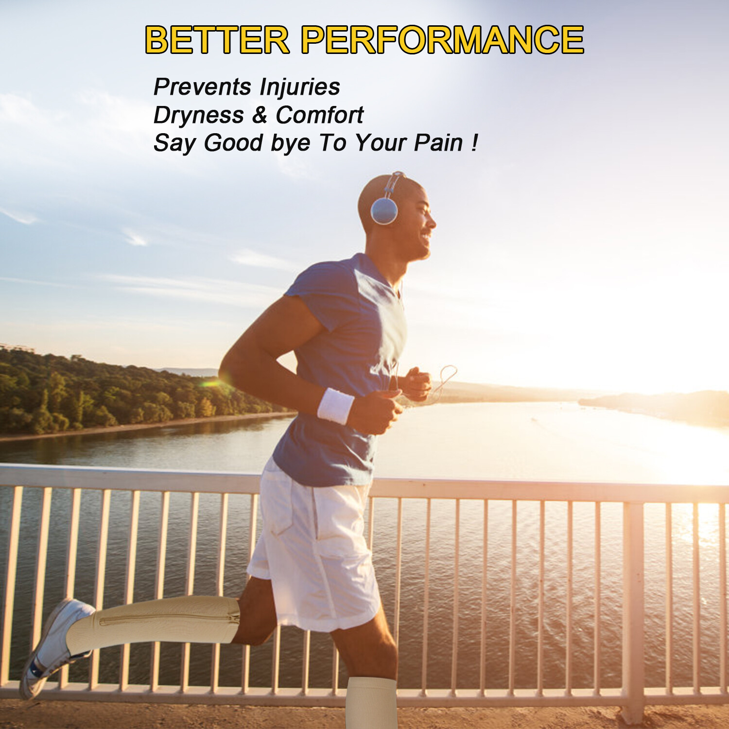 Nylon Zipper Compression Socks Support Graduated Stockings Mens Womens 20-30mmHg