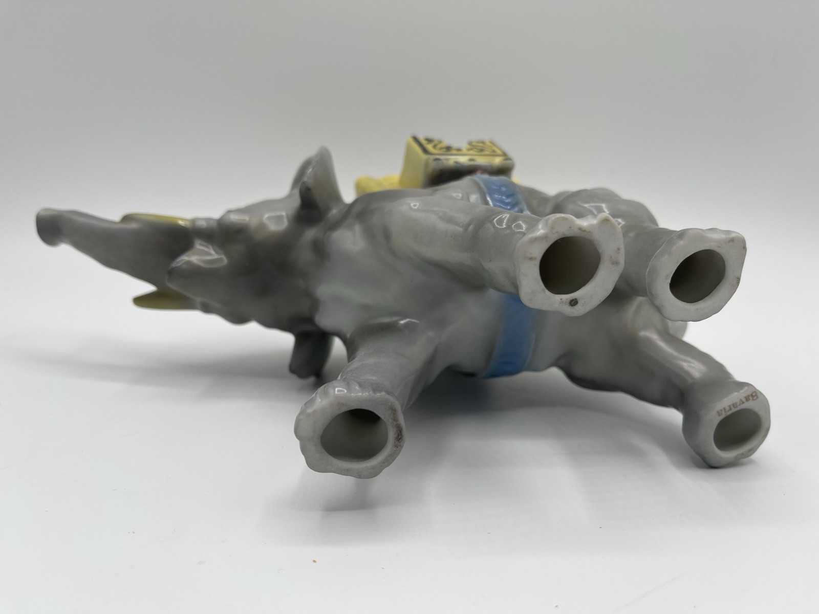 VTG MCM Elephant Handpainted Porcelain Cigarette Holder Figurine Bavaria Germany