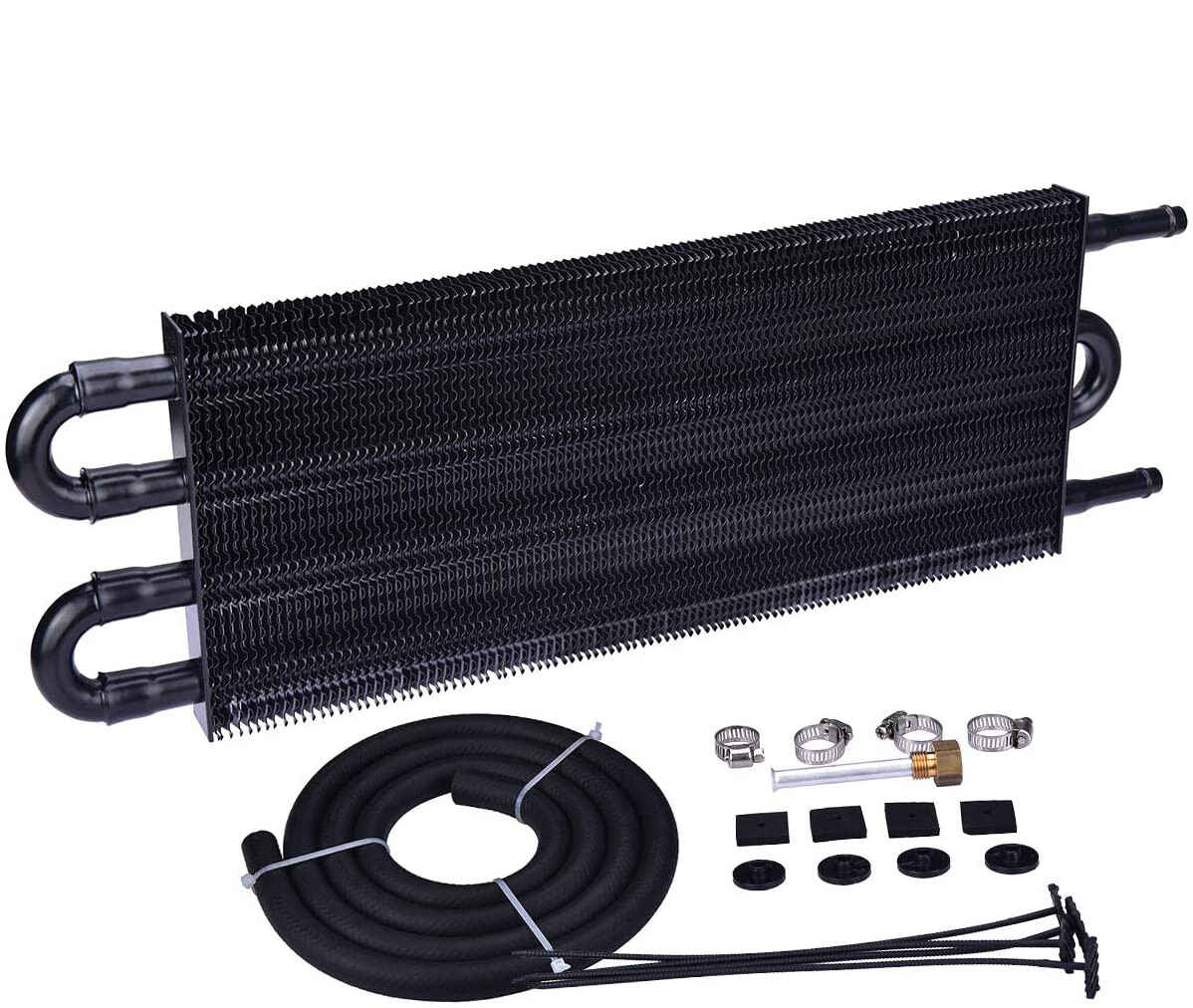 4 Rows Universal Aluminum Remote Transmission Oil Cooler Radiator Converter Kit