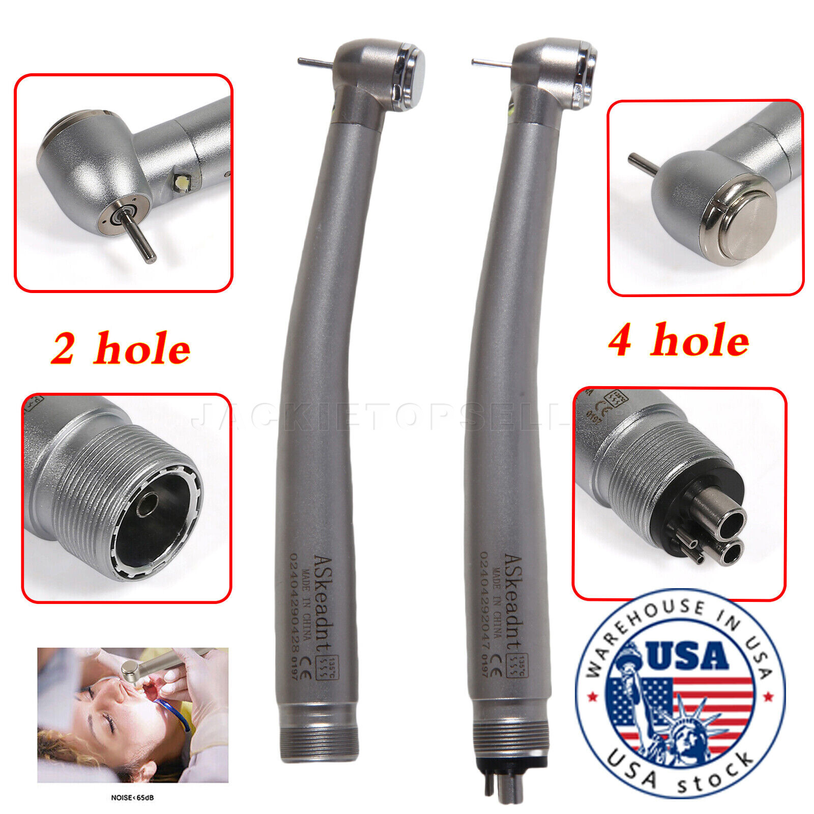 Pieza de mano LED turbina alta velocidad fibra óptica dental estilo NSK 2/4 Hole