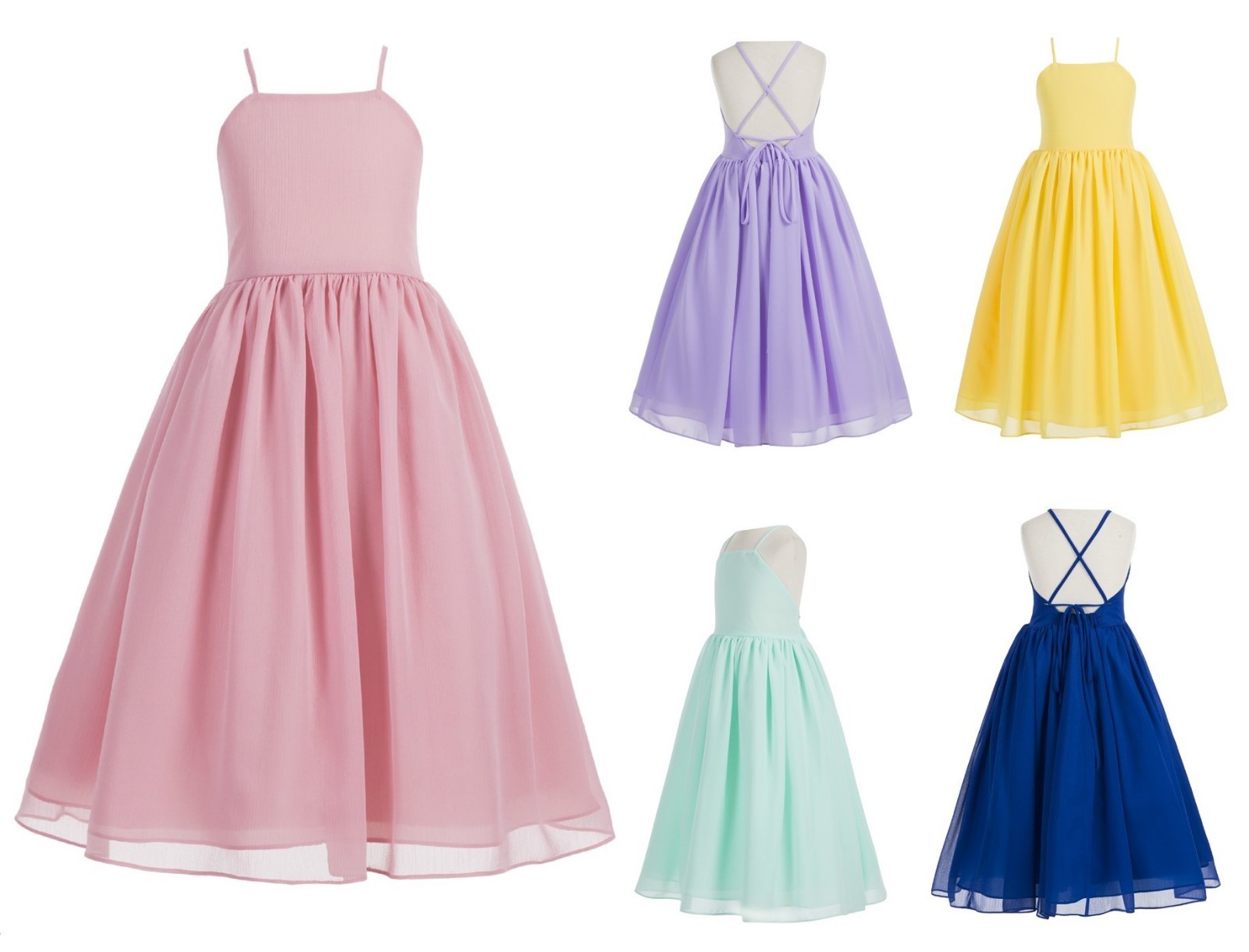 NEW Criss Cross Chiffon Flower Girl Dress Wedding Pageant Dresses Summer Dresses