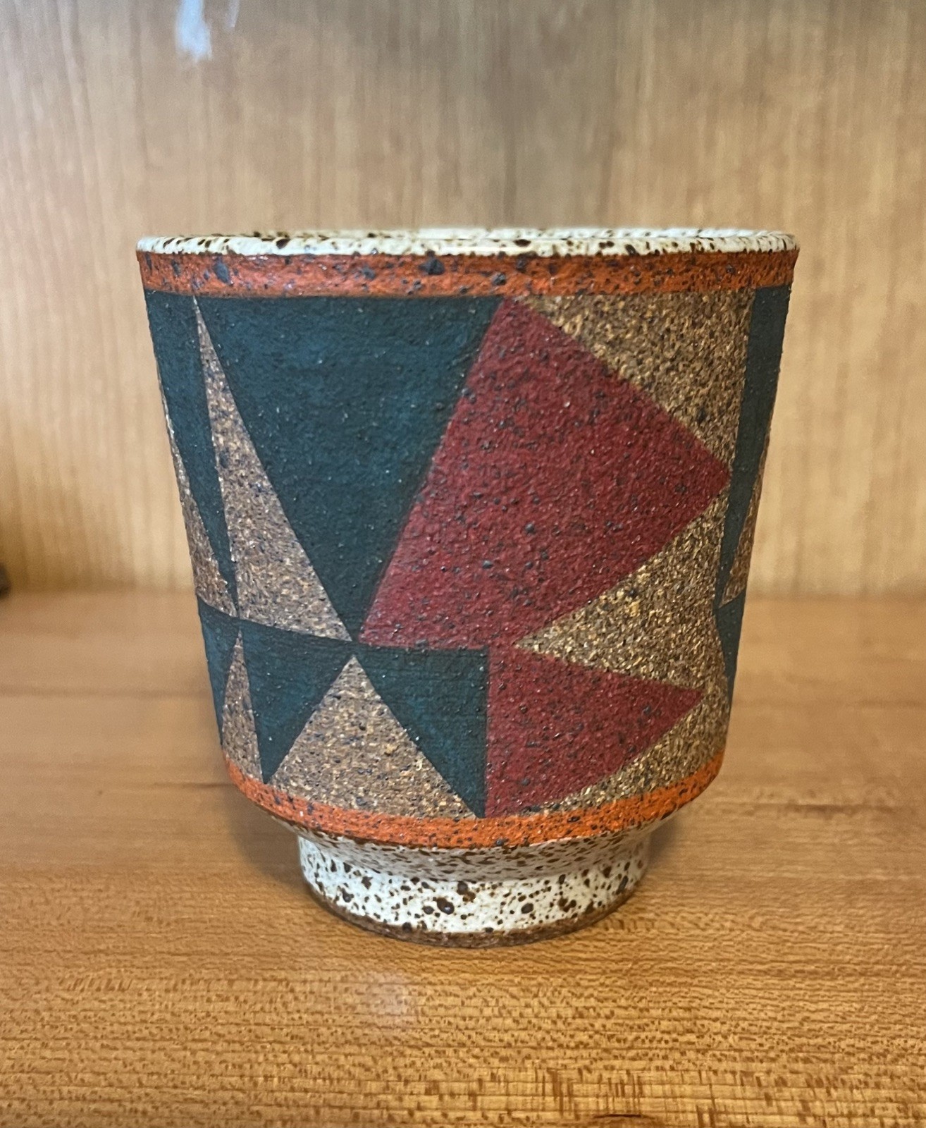 Kat & Roger Modernist Abstract Design Handmade Ceramic Cup