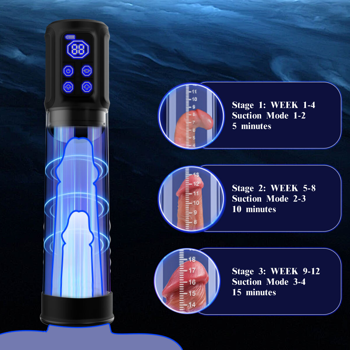 Vacuum Penis Pump for Male ED Enhancement Erectile Enlargement Penis Enlarger BG