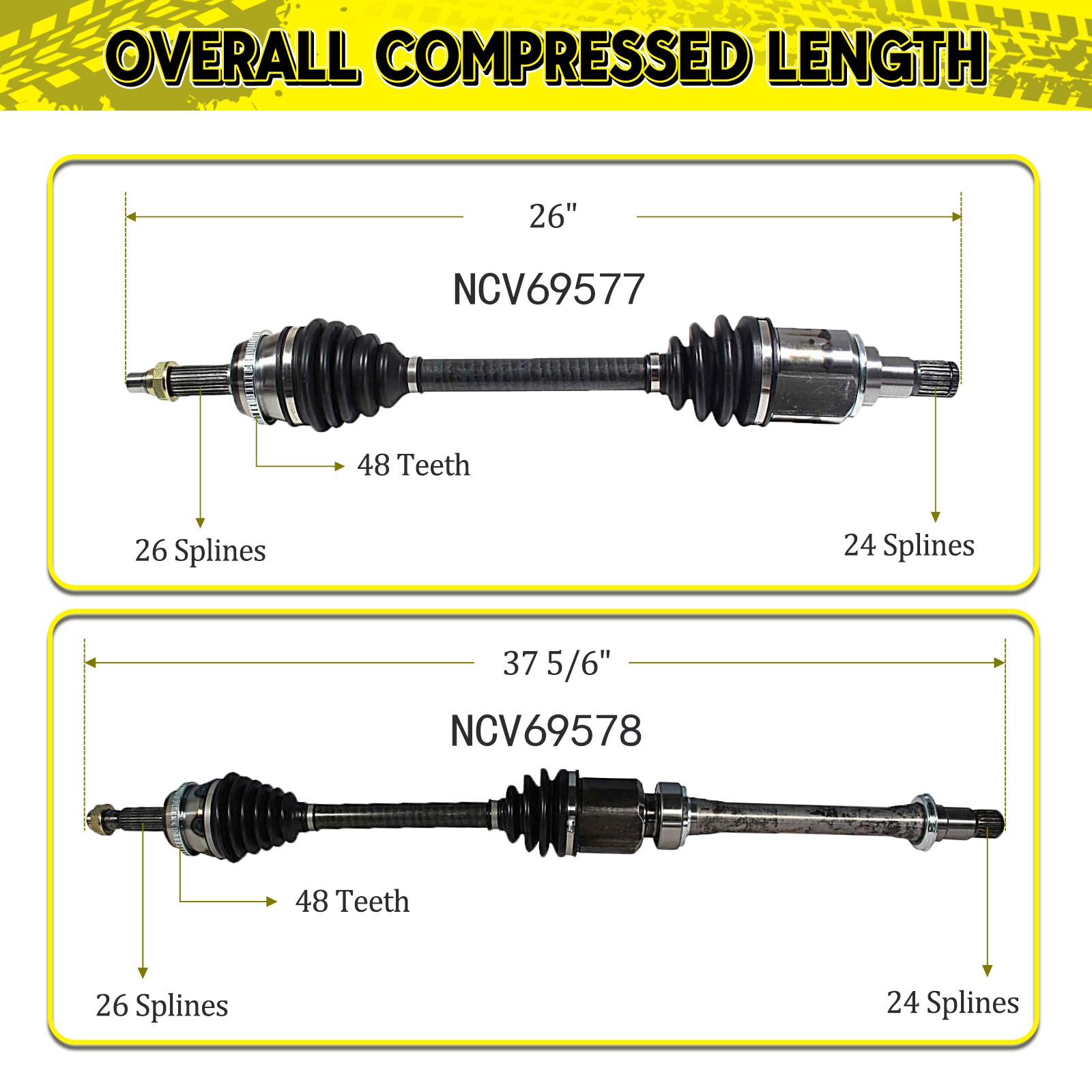 Front Pair CV Axle Shaft Assembly for 2002-2009 Toyota Solara Camry 2.4L L4 FWD
