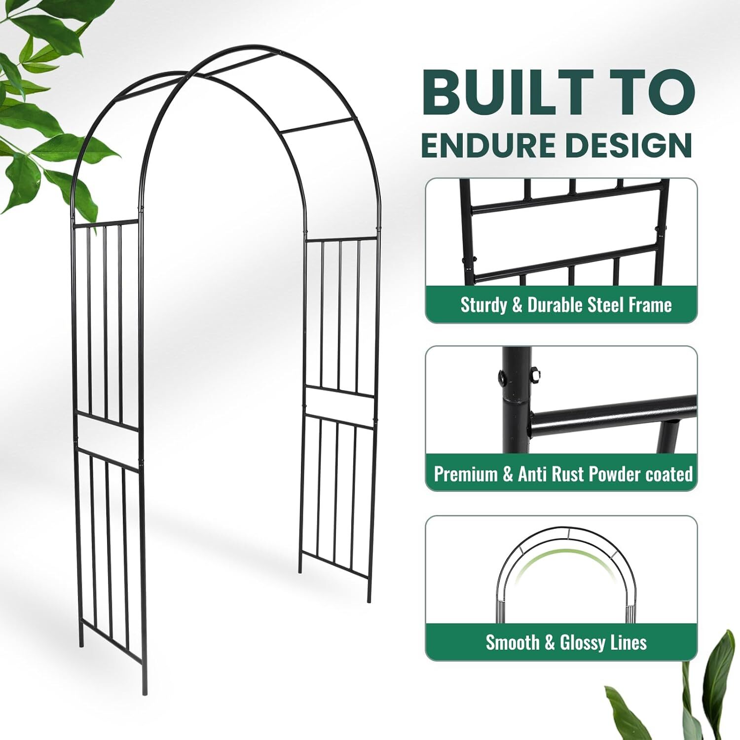 47" x 17.5" x 86" Outdoor Metal Garden Arbor Arch For Climbing Plants Wedding