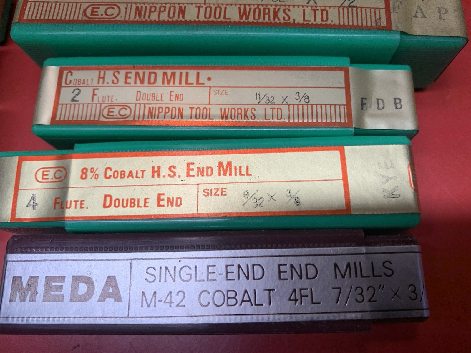 Lot of 23 2 & 4 Flute Cobalt End Mills 7/8" to 7/32" (NOS) Bridgeport Mill