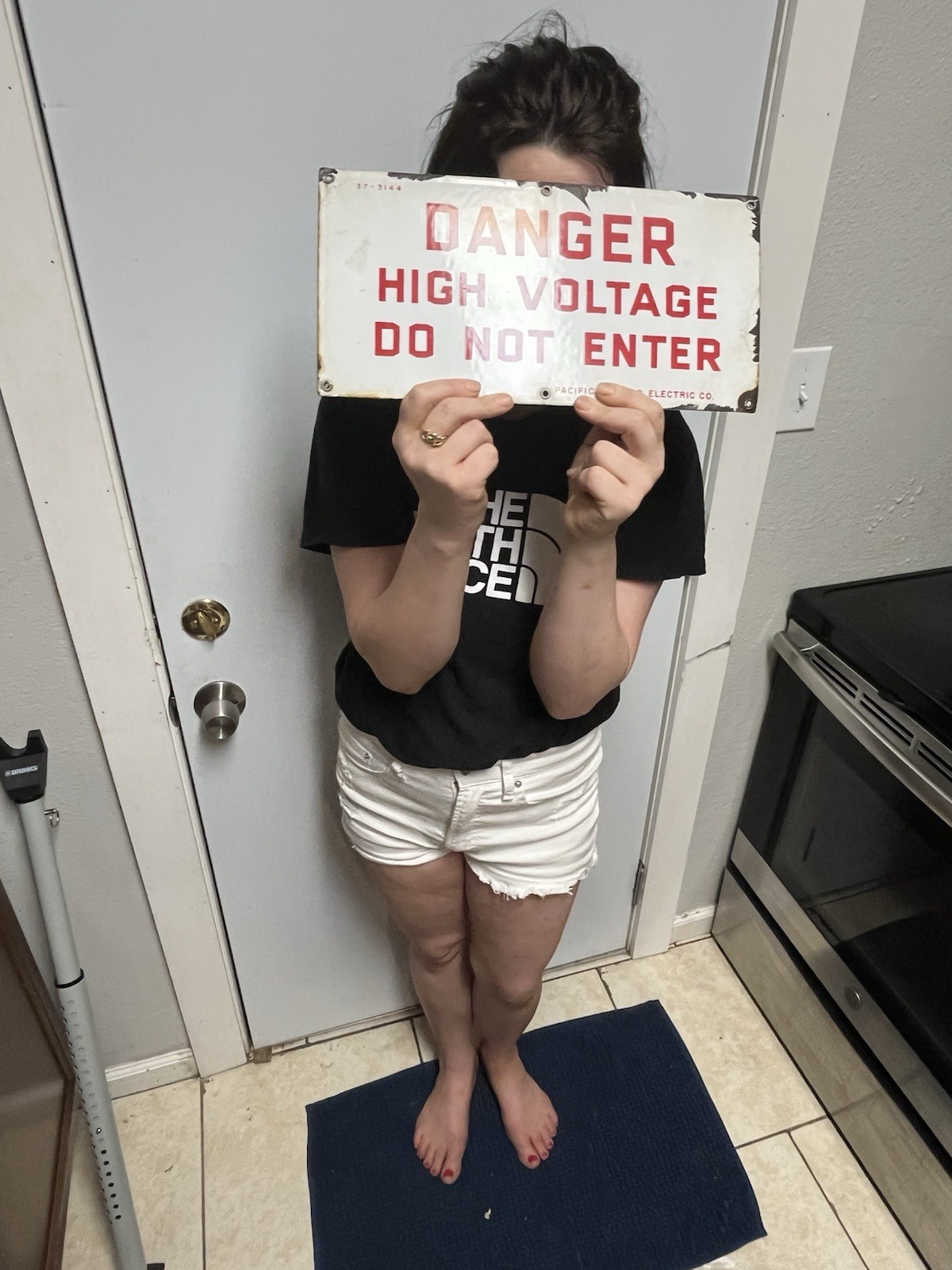 DANGER High Voltage Porcelain Enameled Sign -PG&E California