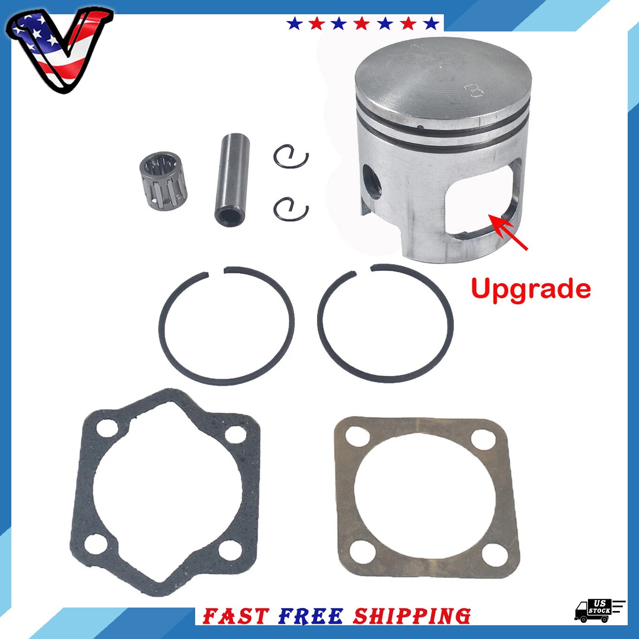 47mm Piston Pin Ring add Window For 80cc 2 Stroke Engine Motor Motorized Bike