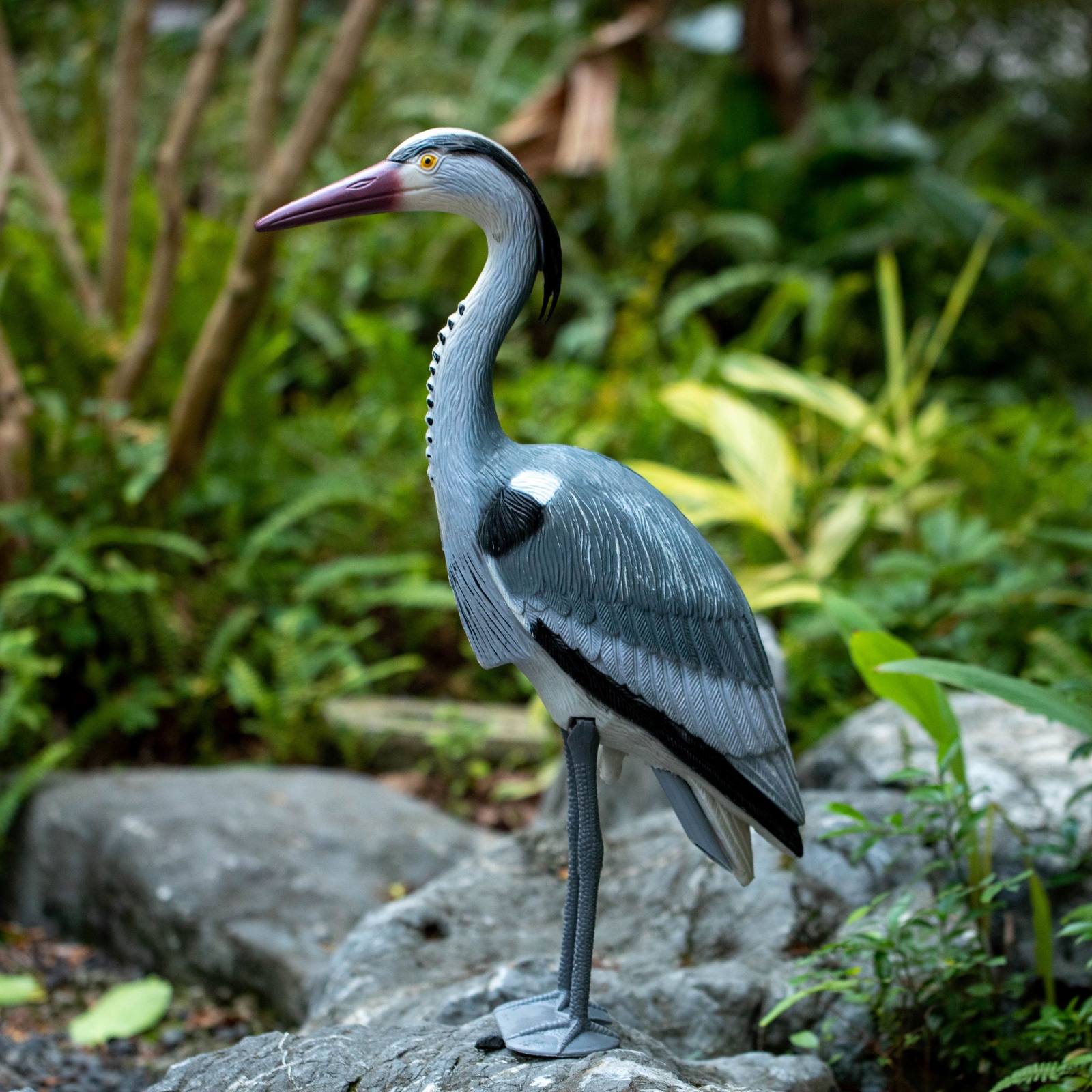 30-inch Heron Decoy - Standing Crane Sculpture, Outdoor Bird Art for Yard, Lawn