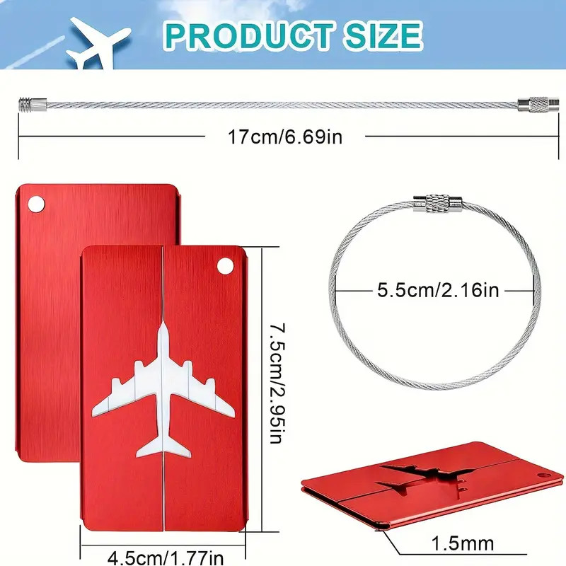 5pc Aluminium Luggage Tags Suitcase Label Name Address ID Bag Baggage Tag Travel
