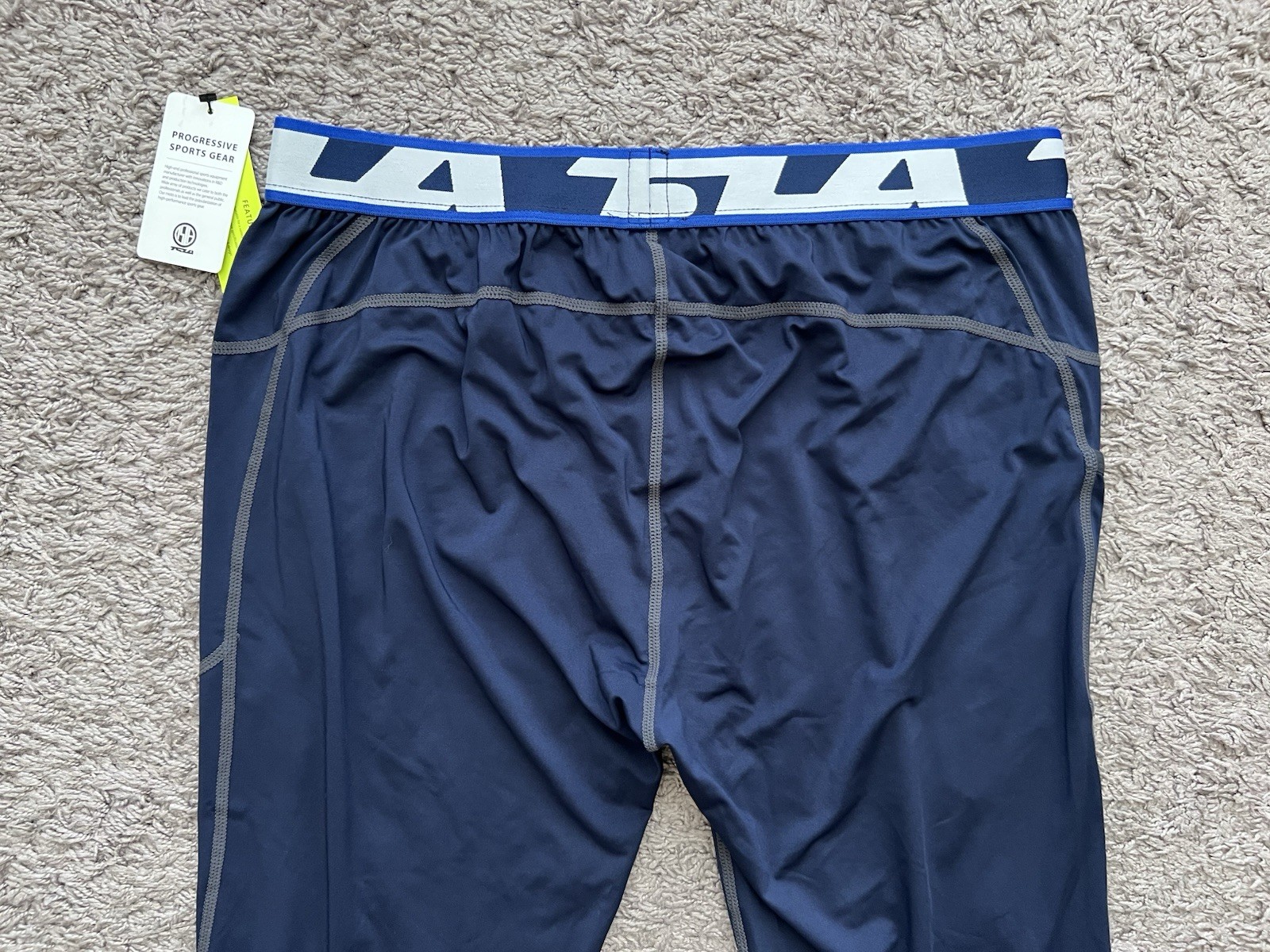 TSLA Men's Compression Tights Pants Baselayer Blue Bottom 2XL NEW