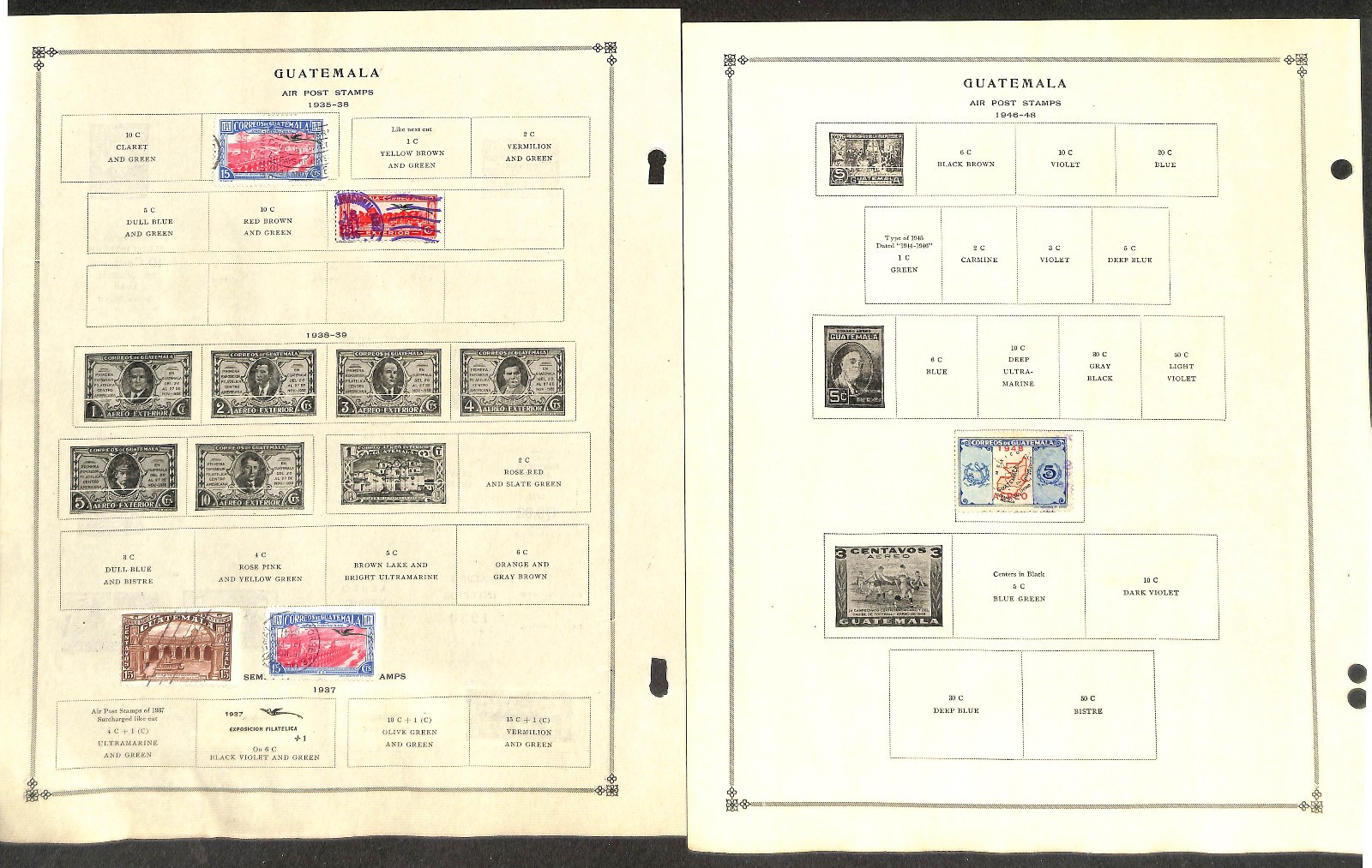 Guatemala Stamp Collection on 19 Scott International Pages, 1871-1953 (BE)