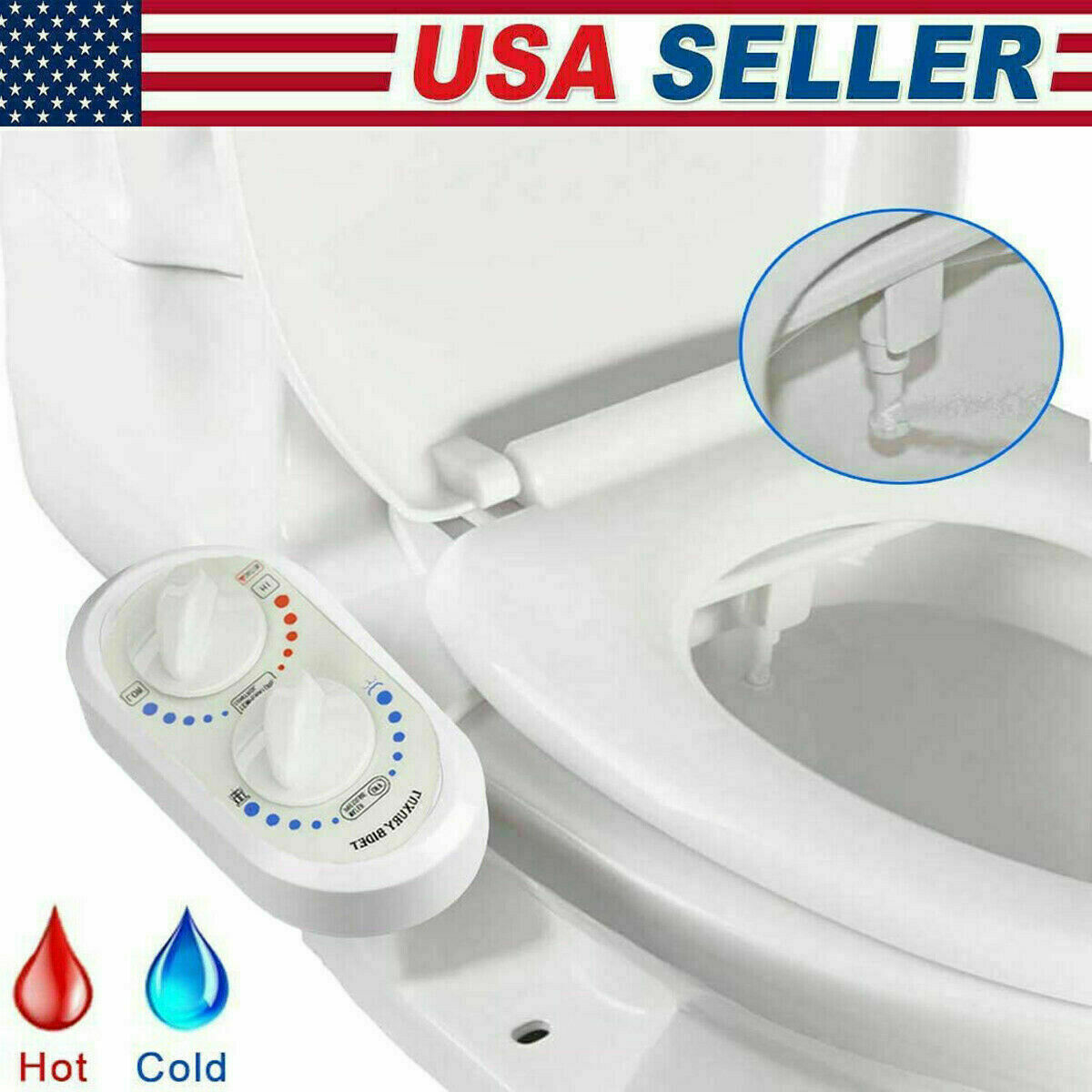 Bidet Fresh Water Spray Kit Non Electric Toilet Seat Attachment Hot Cold Wash