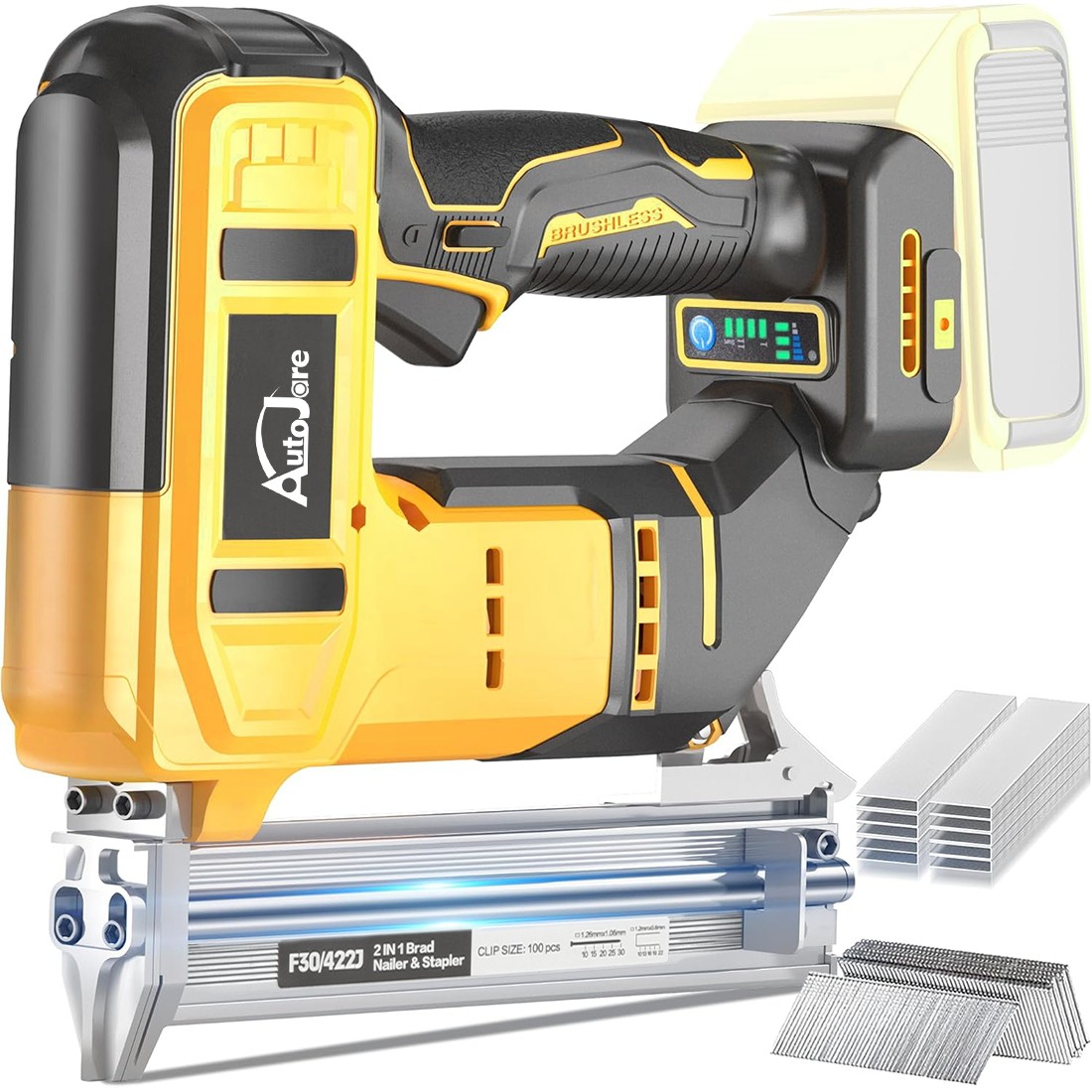 18GA Cordless Brushless Brad Nailer for Dewalt 20V Battery,2 in1 Electric Nail