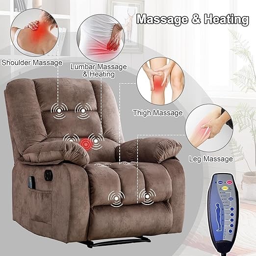 EBELLO Massage Recliner Chairs with Heat & Massage Overstuffed Recliner Chair