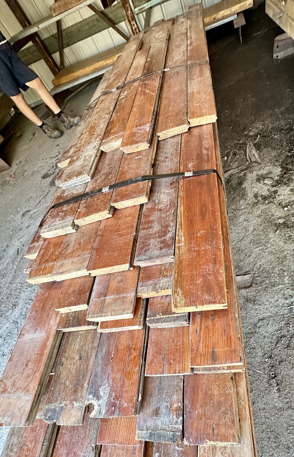 Reclaimed 1" thick Heart Pine Flooring 3"-5.5" wide - 420sqft - GA20397