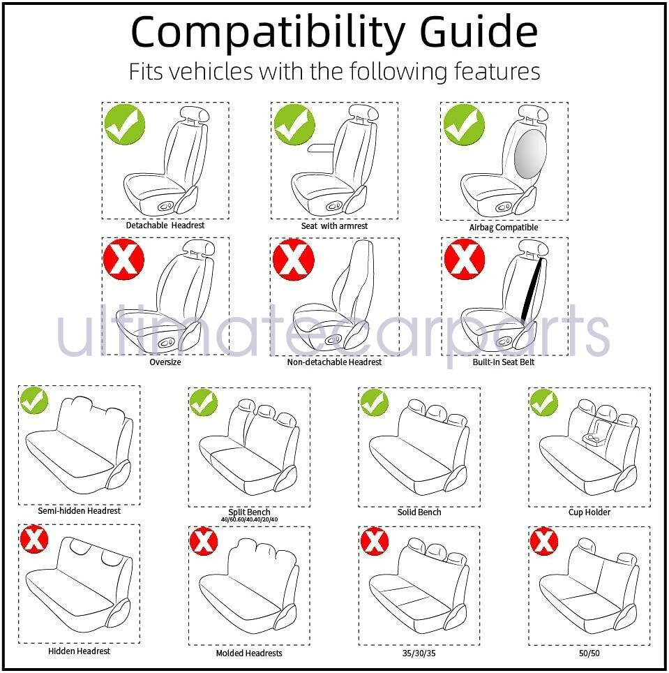 Leather Seat Covers Full Set 5-Sits Front & Rear Cushion Accessories For Honda