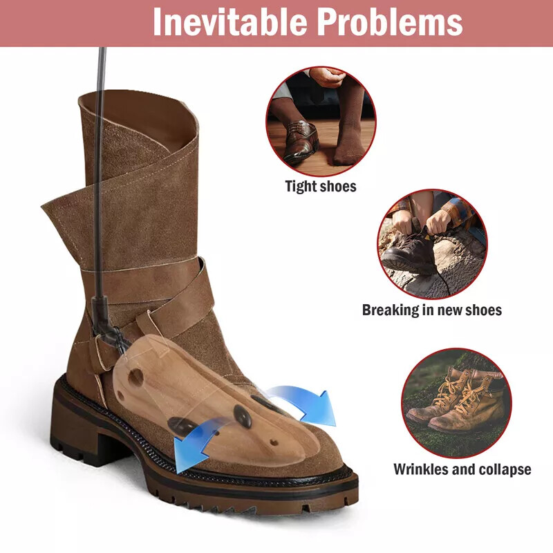 2PCS Wooden Boot Stretcher Adjustable Shoe Shaper Widener Expander for Men Women