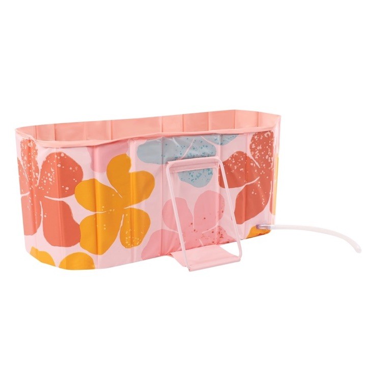 Pink Foldable Bathtub Portable Insulated Bathtub PVC Ice Bath Tub for Adult 1.2m