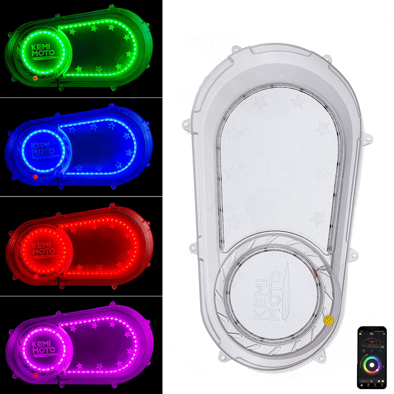 2207124 Clear Outer Clutch Cover w/RGB Lights for Polaris RZR XP 1000/4 Ranger