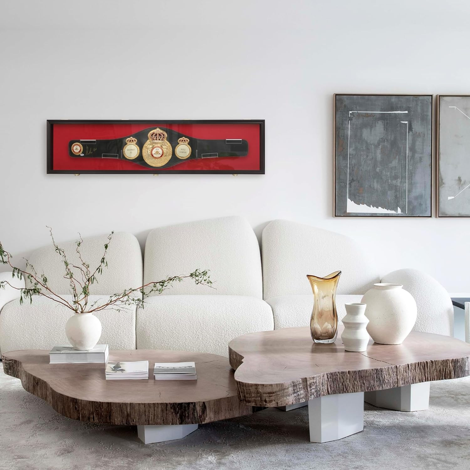 Wrestling Belt Display Case Black Solid Wood WWE MMA Boxing Championship Cabinet