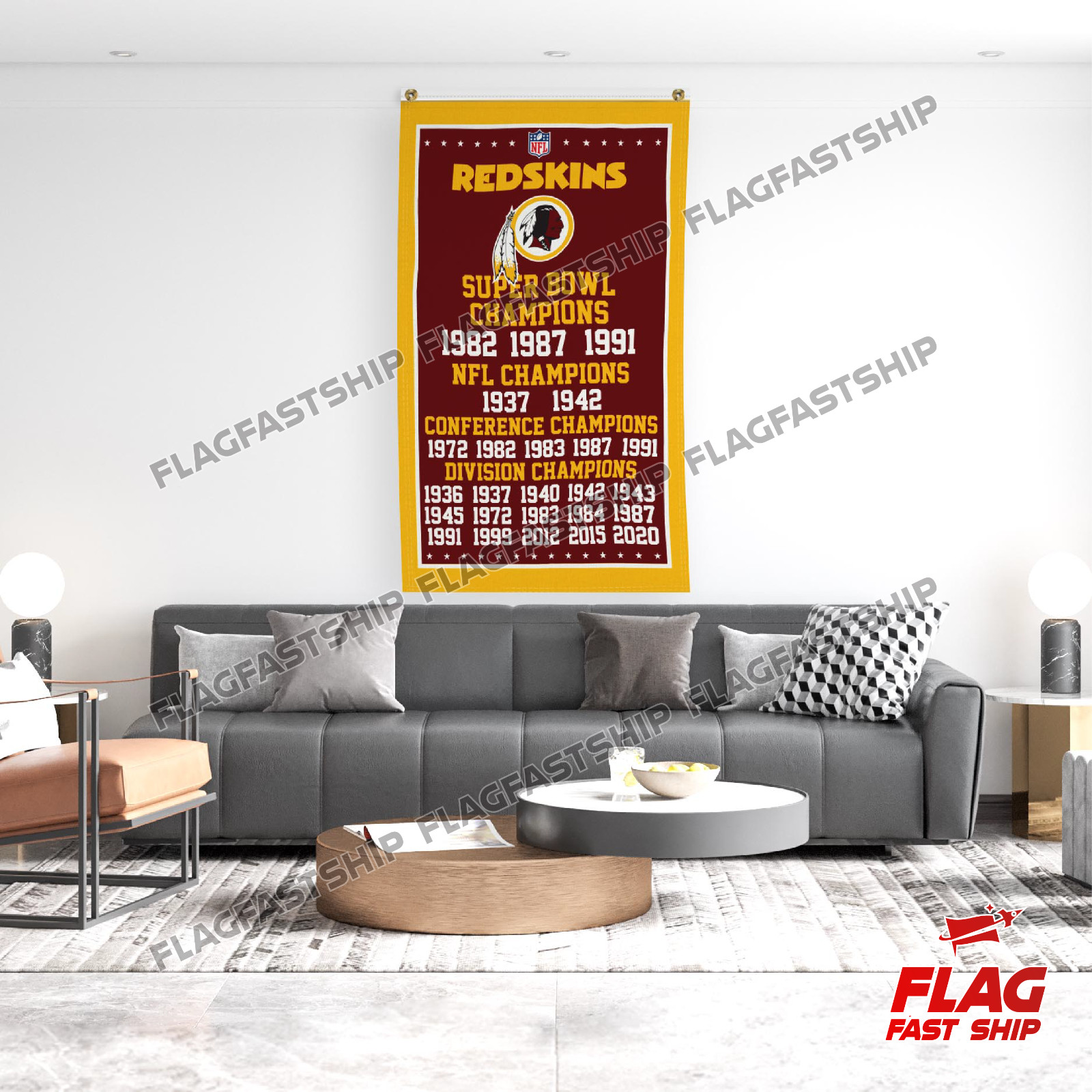 Washington Redskins 3x5 ft Banner Premium Flag Super Bowl NFL Champs Commanders