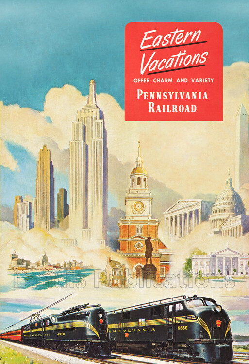 1951 Pennsylvania Railroad "Eastern Vacations" Advertising Poster
