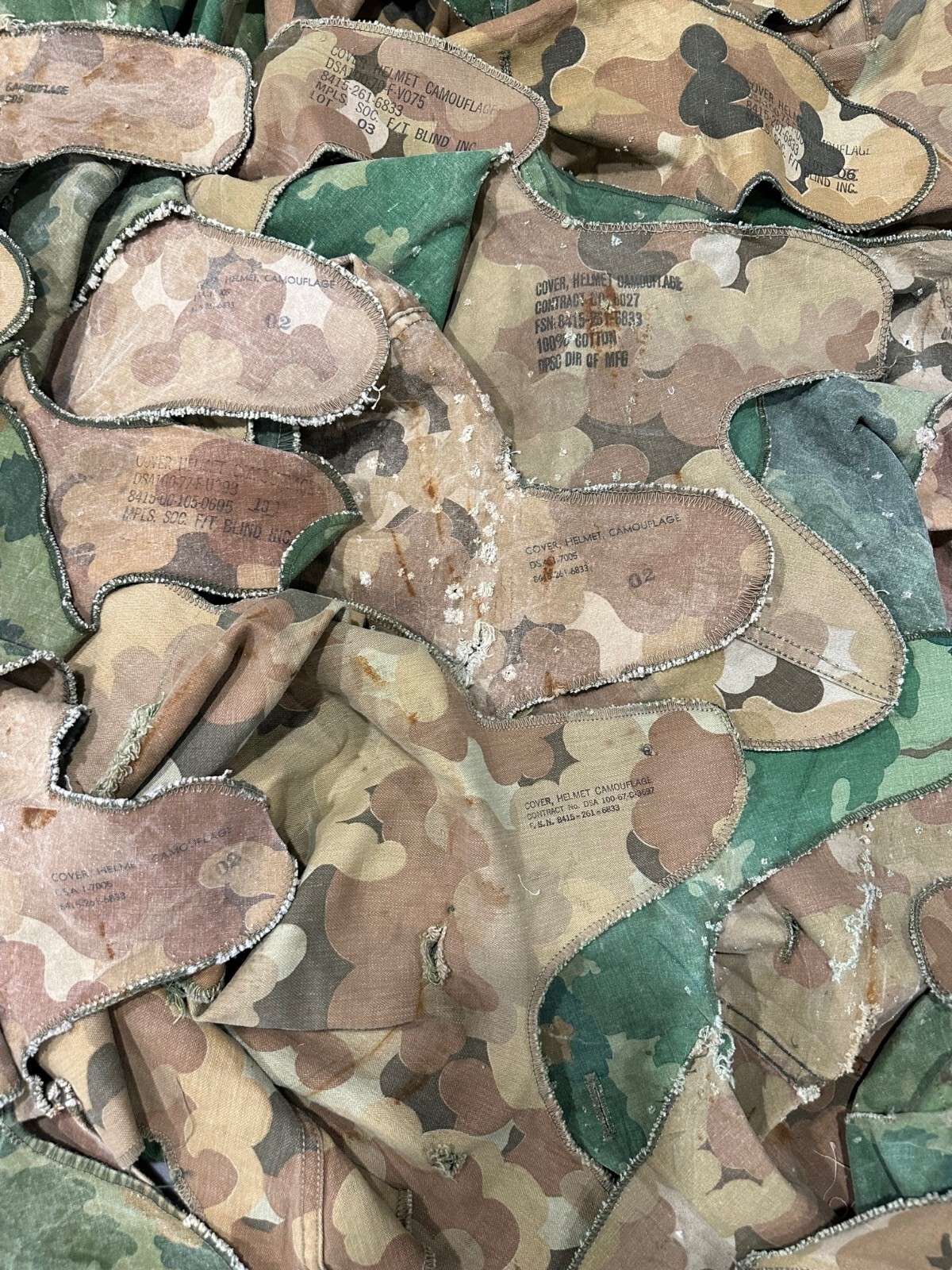 USGI Mitchell Pattern Helmet Cover, Vietnam War US Army USMC, T-107