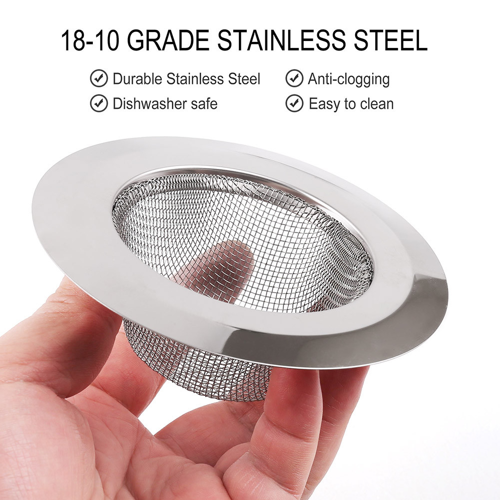 Kitchen Sink Strainer Large Wide Rim 4.5" Stainless Steel Mesh Drain Filter