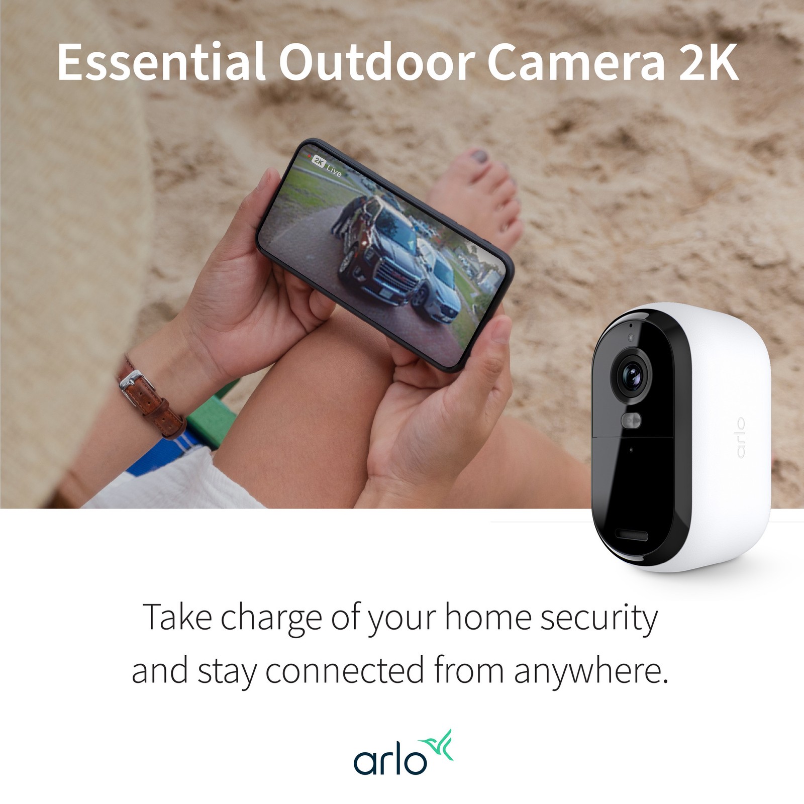 Arlo VMC3050-100NAR Essential 2nd Gen 2K Single Cam,White-Certified Refurbished