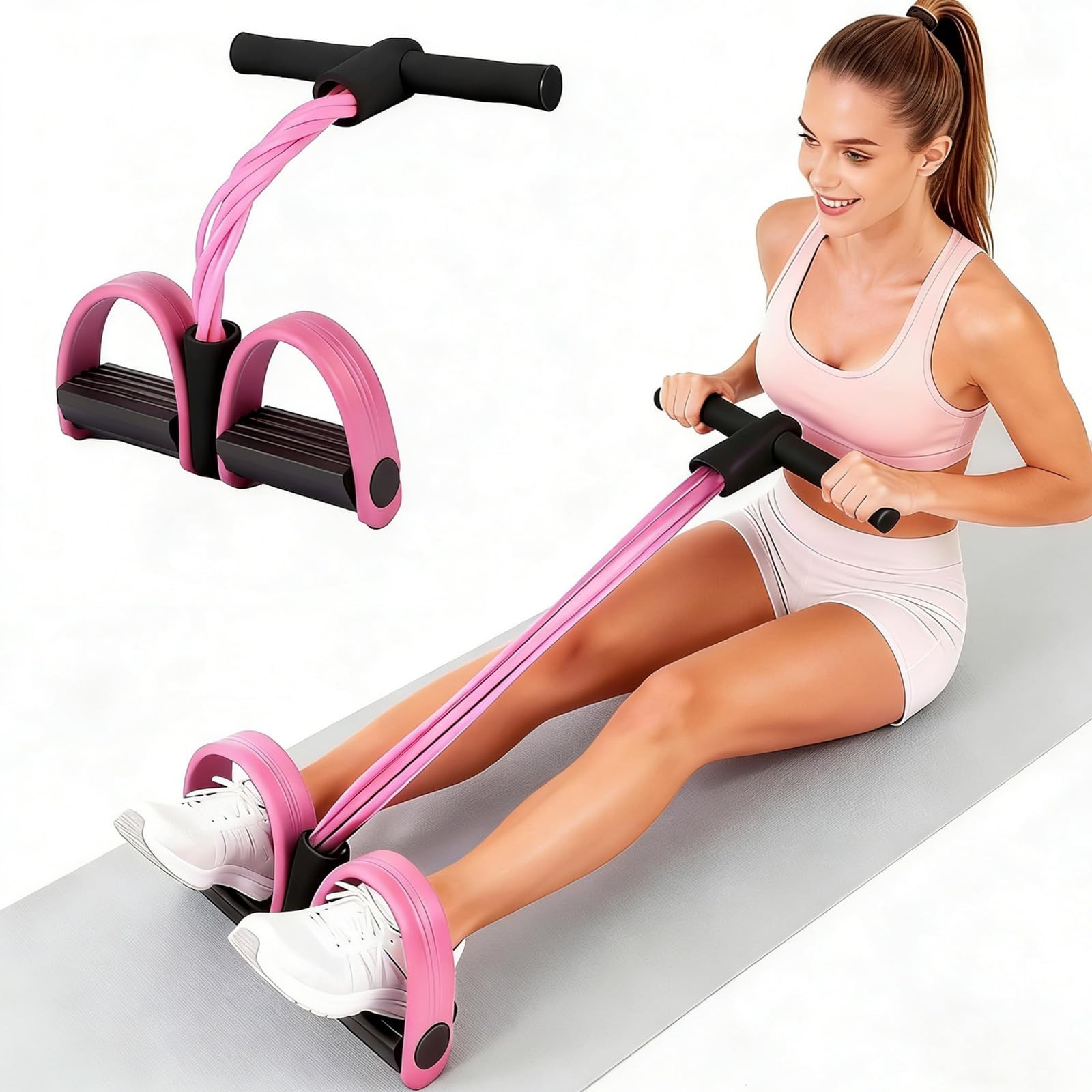 Multifunction Tension Rope, 6-Tube Elastic Yoga Pedal Puller Resistance Band,...