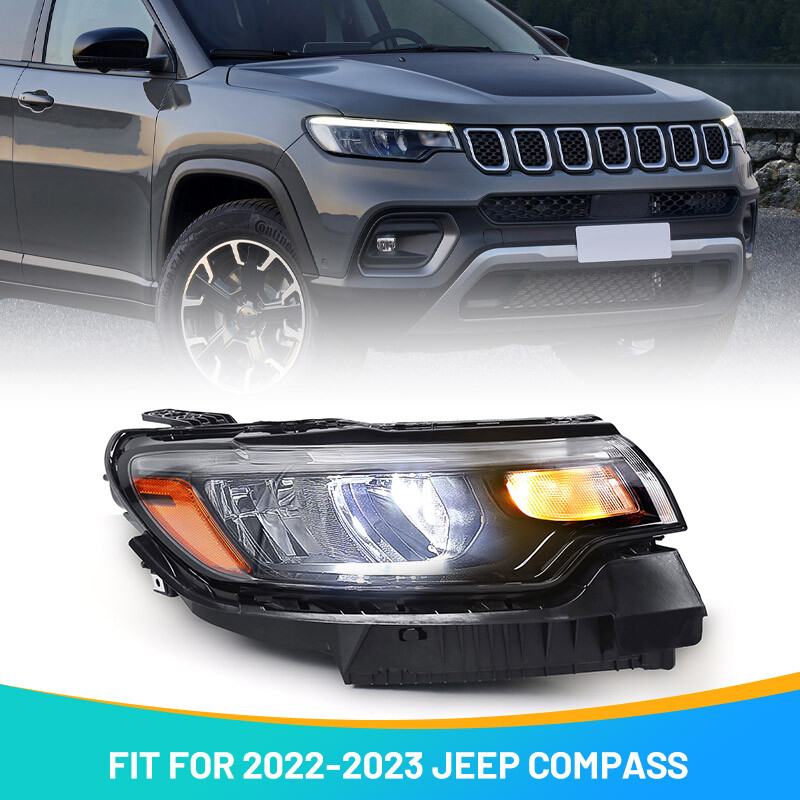 Passenger w/o LED DRL Reflector Headlight For 2022-2024 Jeep Compass Headlamp RH