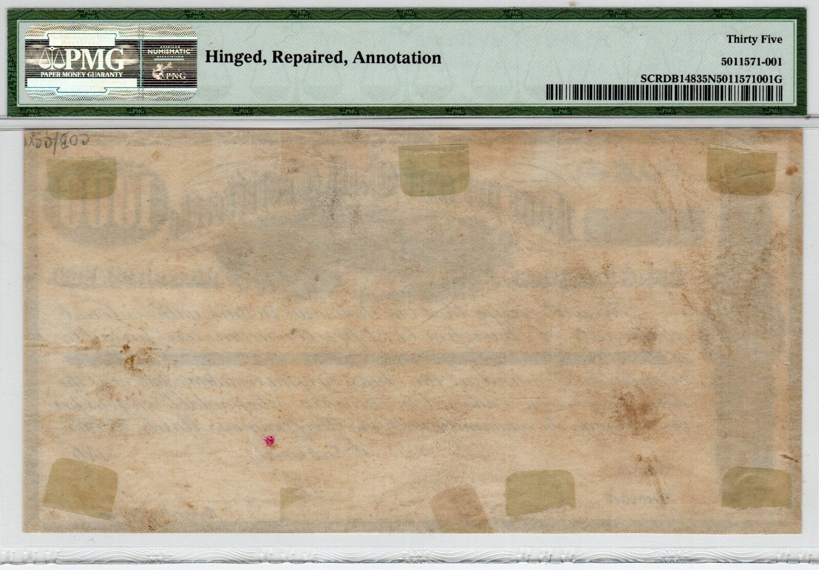 Ball 276 Cr 136 1863 $1000 Confederate Bond - PMG Choice Very Fine 35 Net - Rare