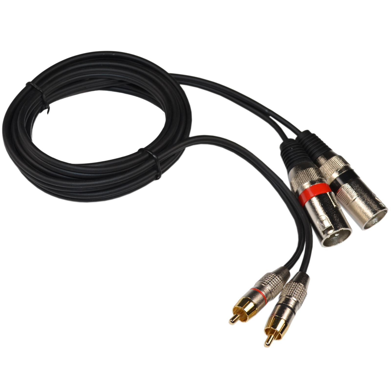 Dual XLR Male to Dual RCA Male Phono Plug Twin Lead / Audio Signal Patch Cable