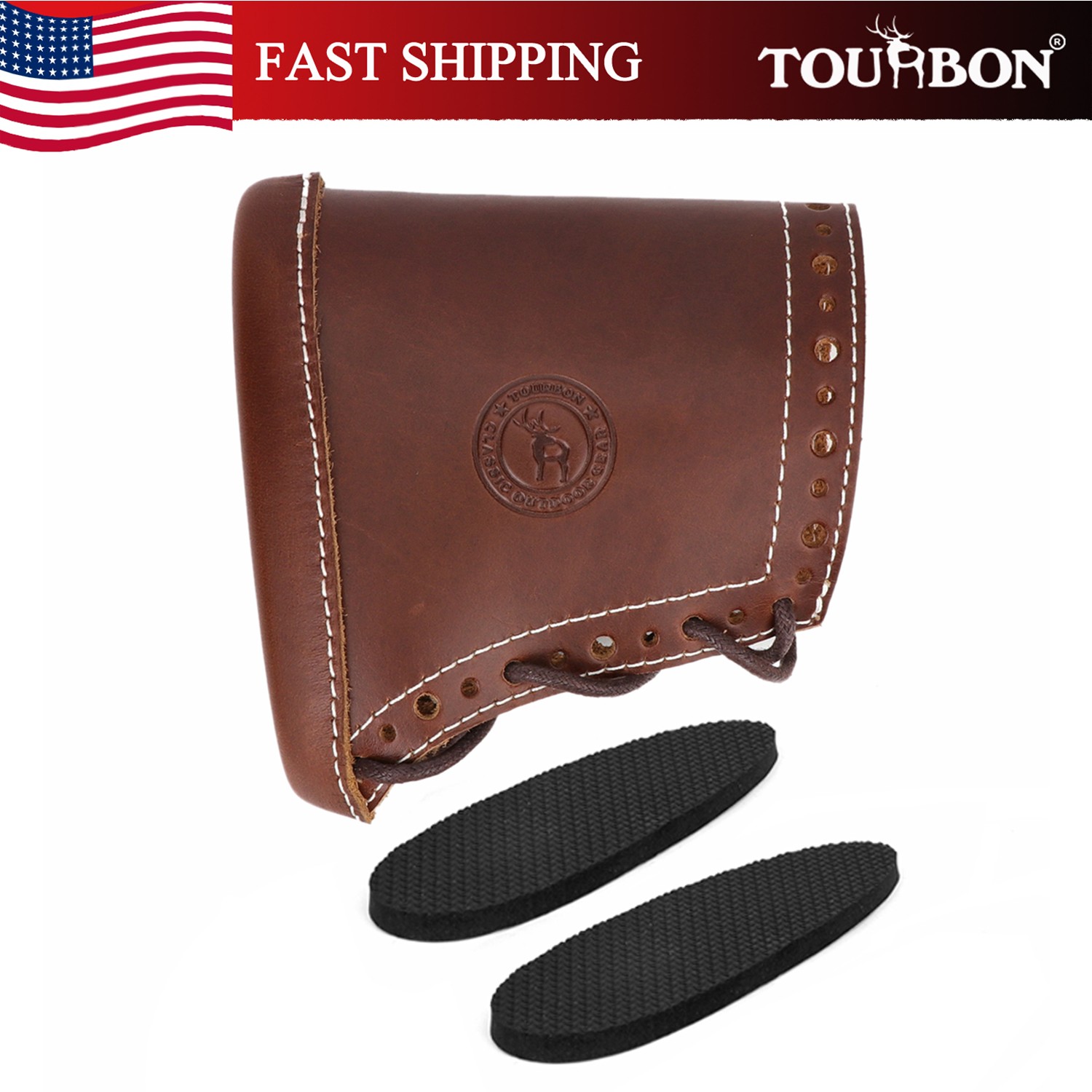 TOURBON Leather Butt  Stock Protector Slip-on Recoil Pad Henry Rifle Shooting US
