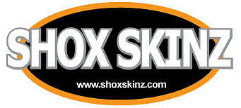 Quarter Midget Shock Covers by Shox Skinz - Black with Pink Flames