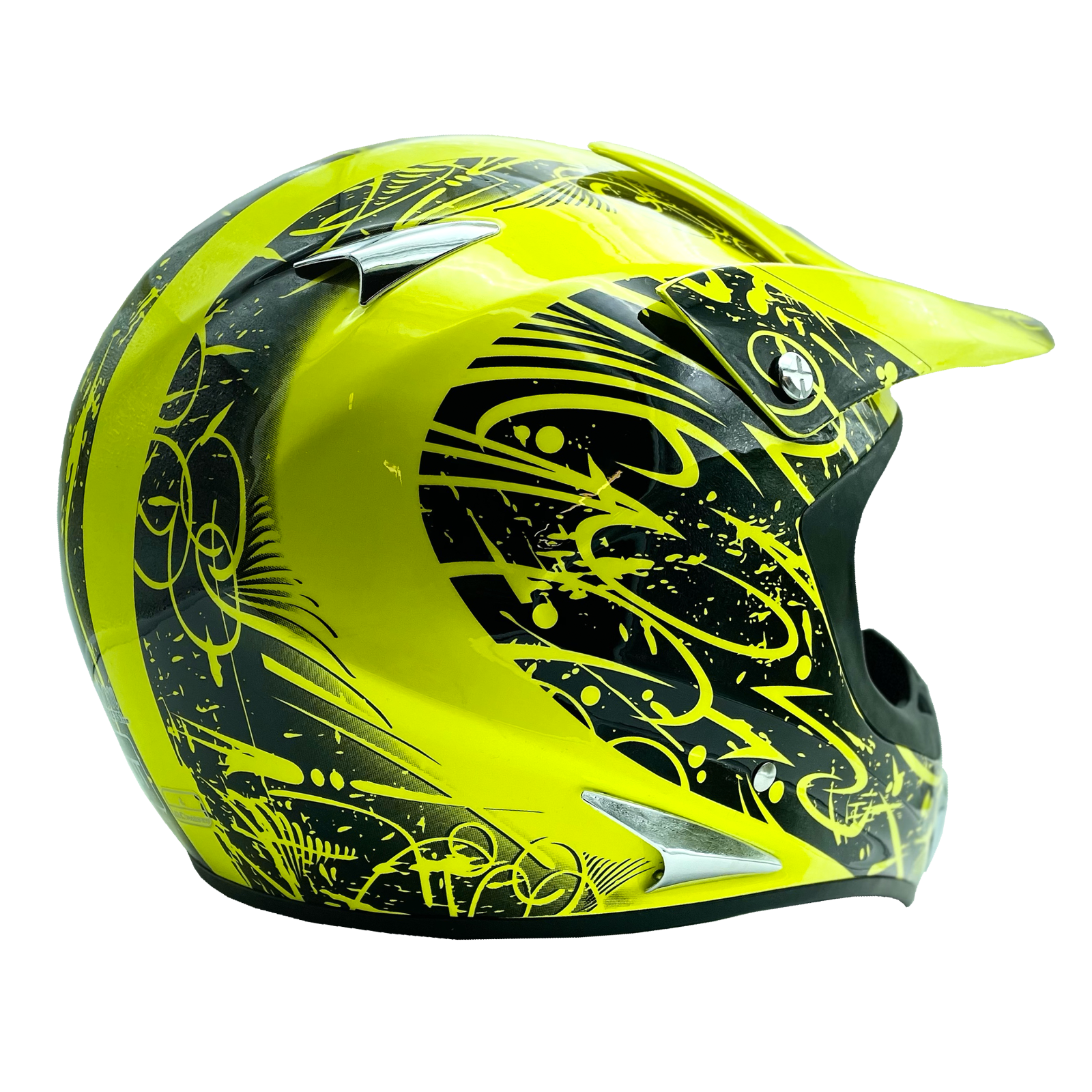 Yellow Hi-Viz Helmet Adult Dirt Bike ATV UTV Off Road ORV Motocross DOT MX