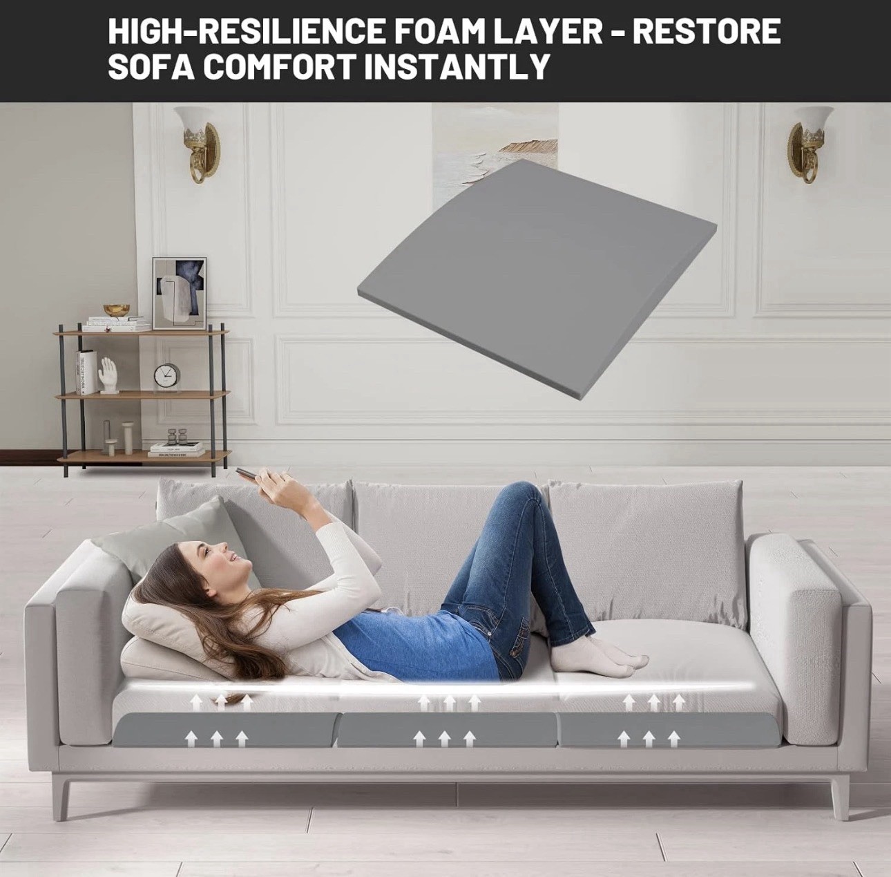 2 Couch Cushion Support for Sagging Seat 20" X 20" High Density Curved Foam Sofa