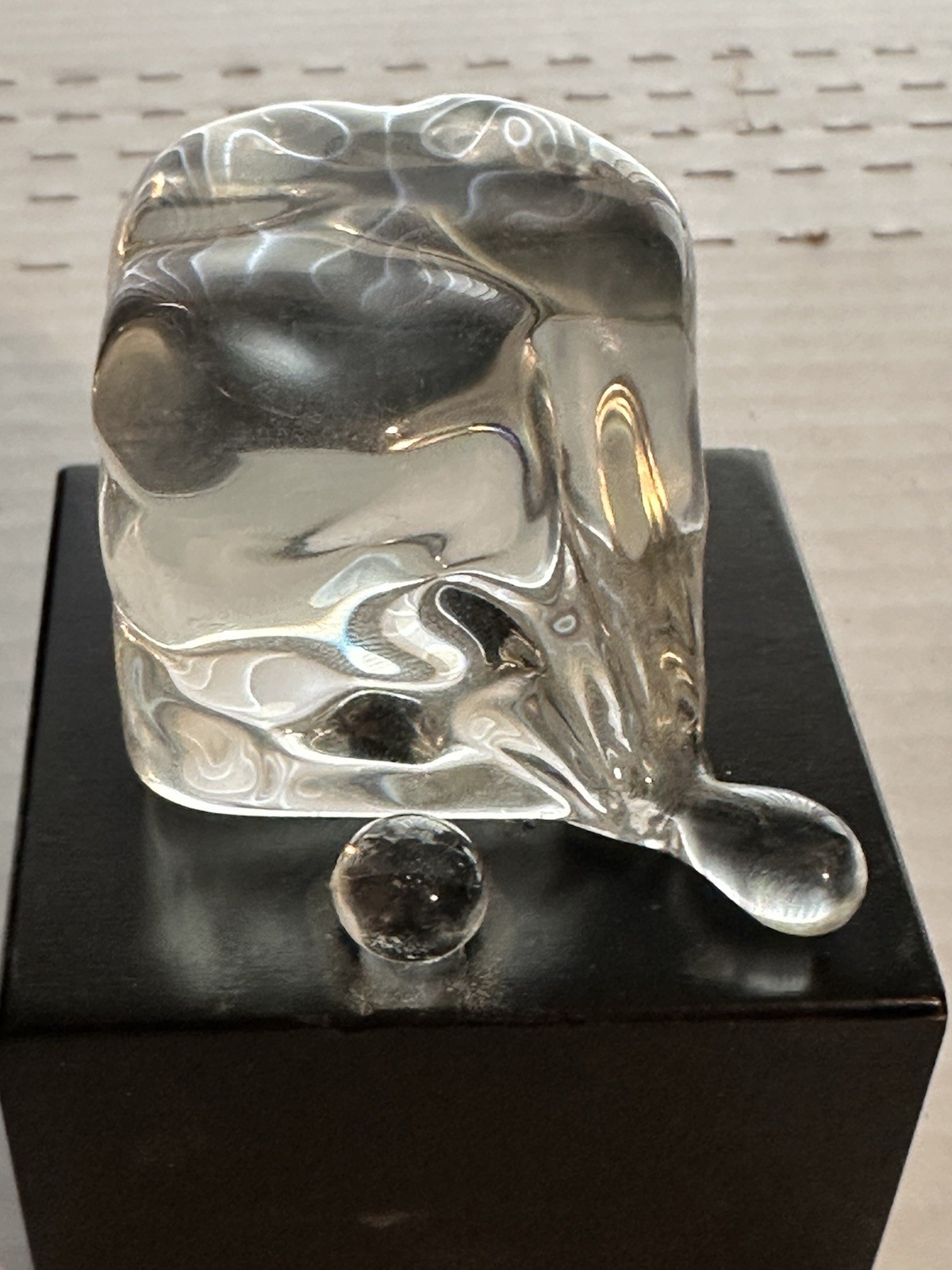 Hans Godo Frabel Studios Glass ICE CUBE Sculpture Paperweight Signed 1988 RARE