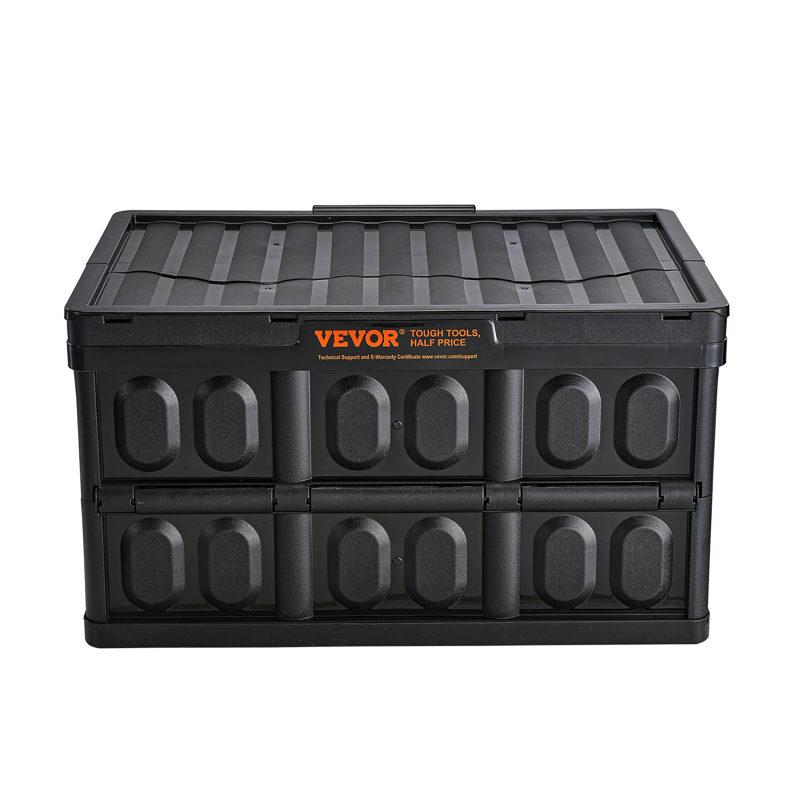 VEVOR Collapsible Storage Bins with Lids Folding Stackable Containers 45L 3-Pack