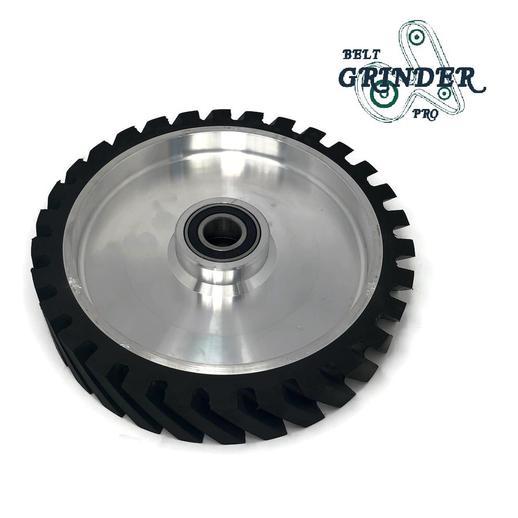10" Belt Grinder Contact Wheel Serrated Rubber With 2 heavy Duty bearing 6205 RS