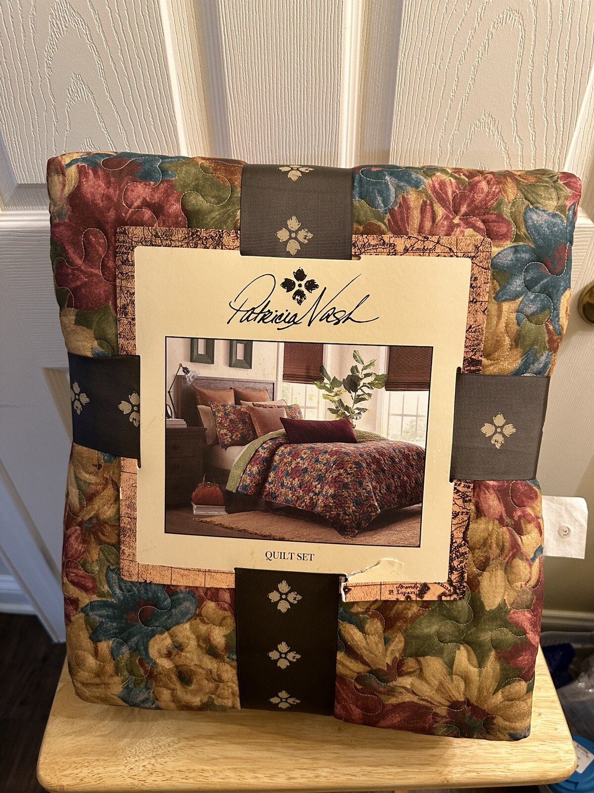New Patricia Nash Fresco Bouquet Floral King Quilt & Pillow Shams Set 3pc