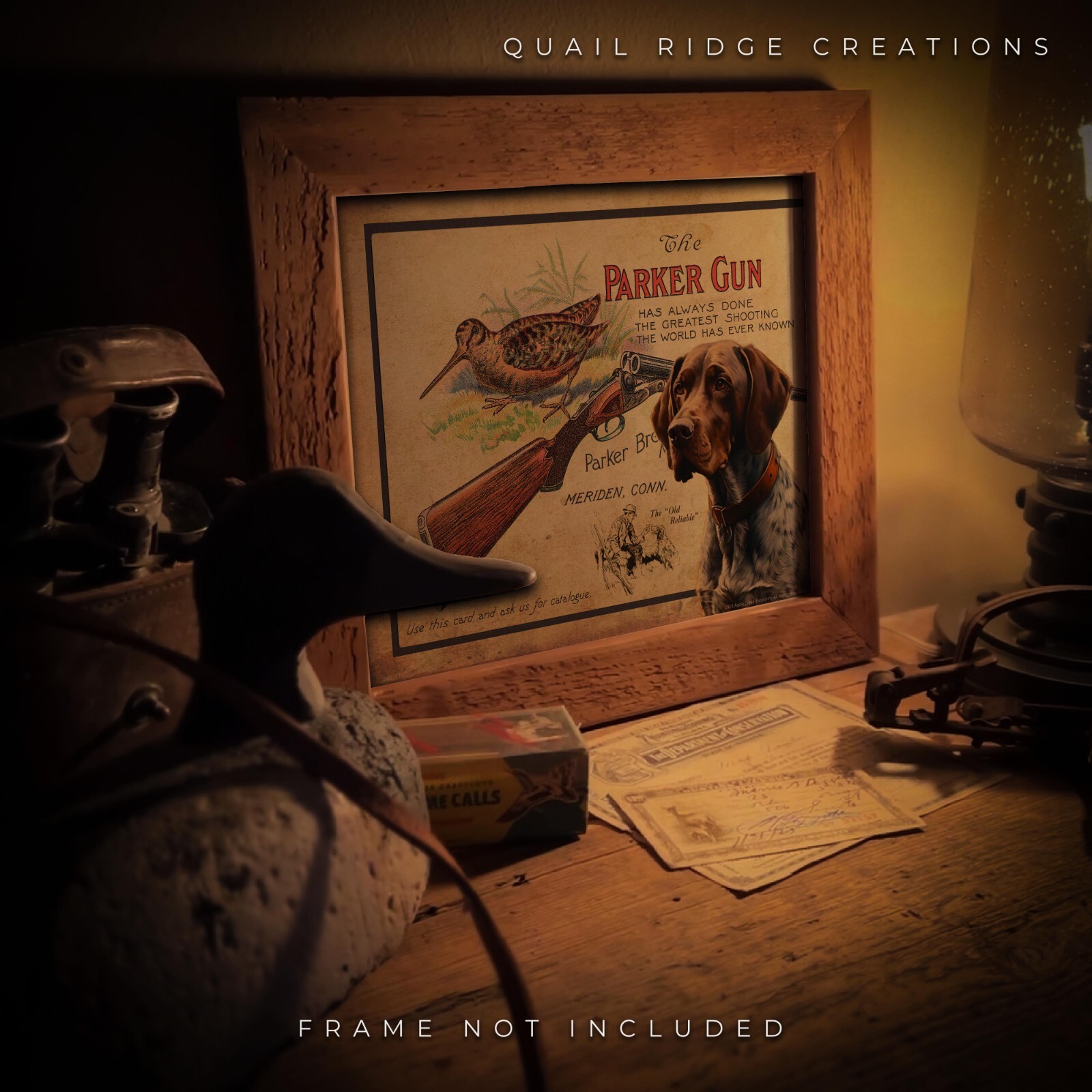 Parker Gun Advertising Art Print German Shorthair Hunting Dog Wall Decor Gift