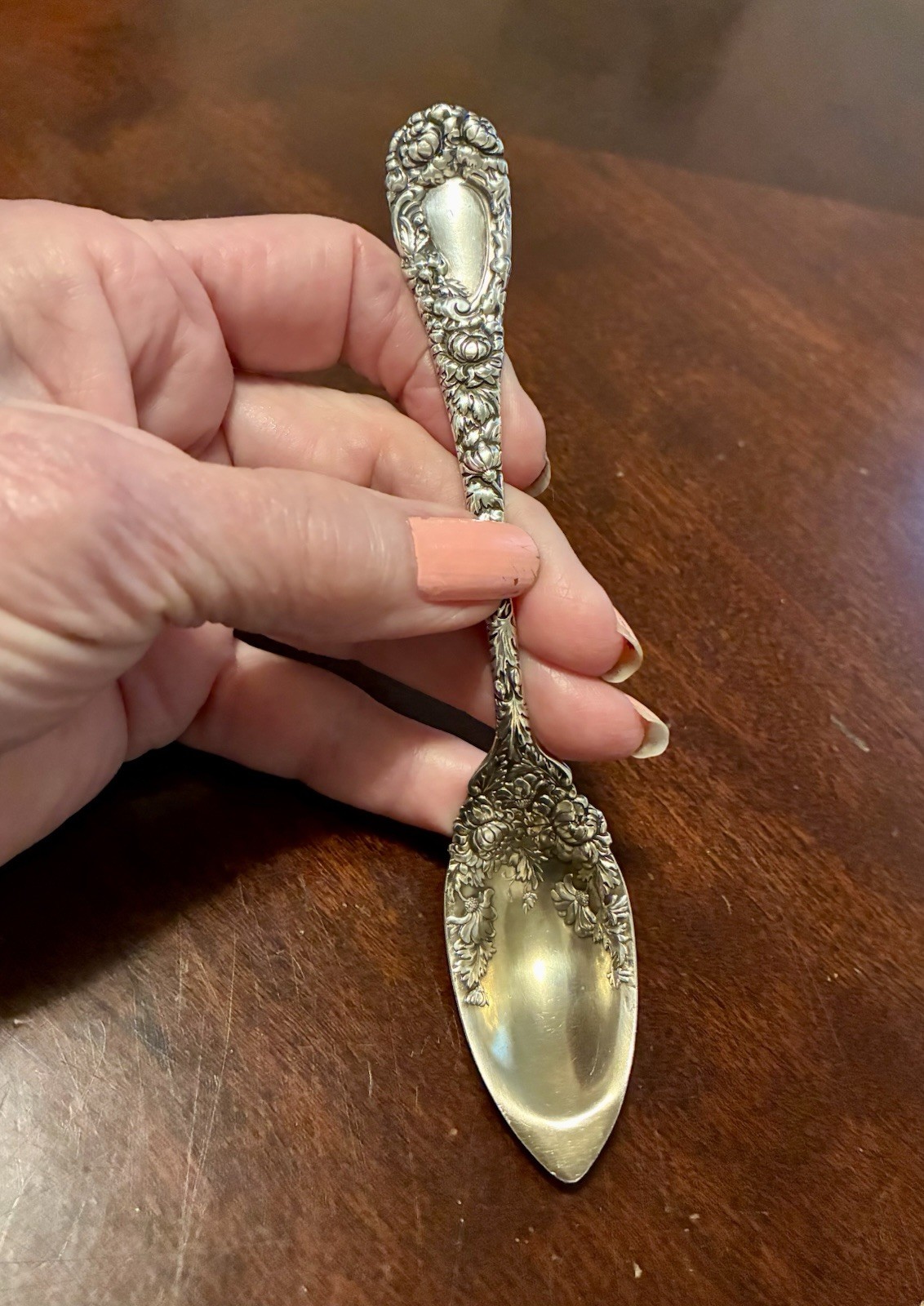 Antique Ornate Sterling Silver Grapefruit Spoons