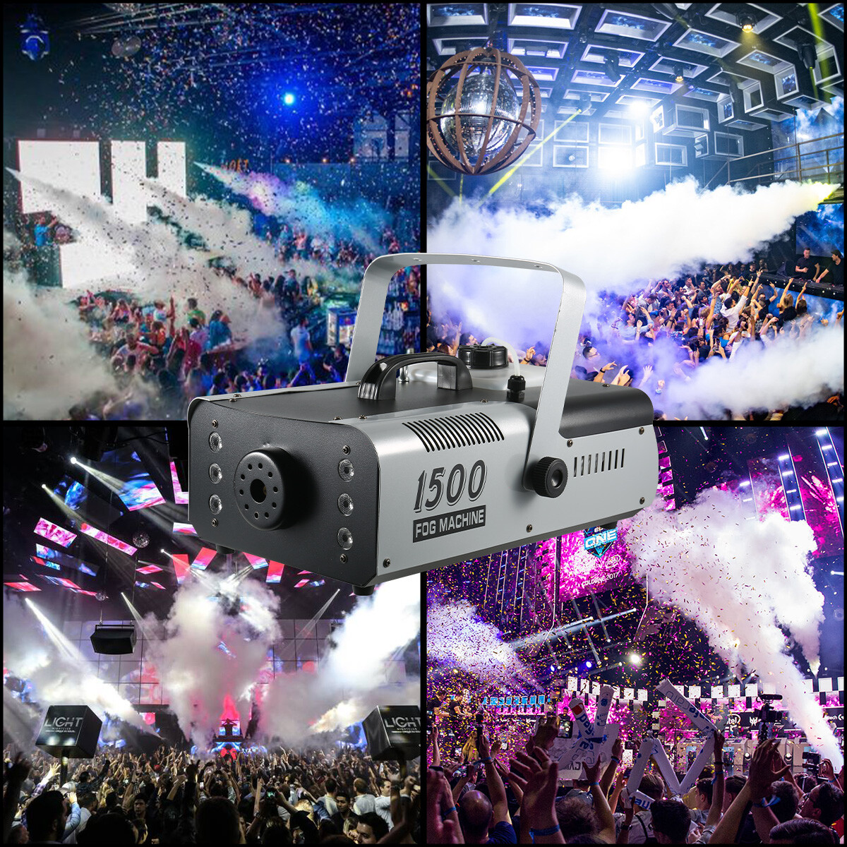 1500W LED Smoke Fog Machine DMX512 With RGB Light for Stage Wedding Party Show