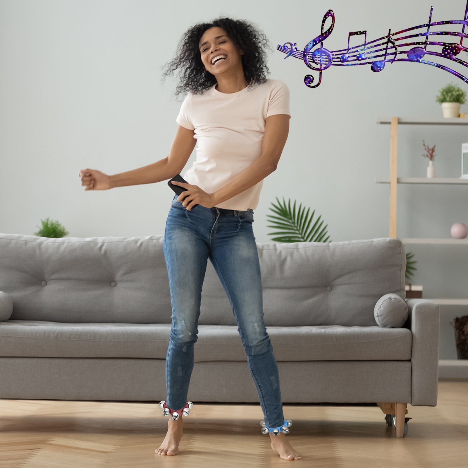 4 Pcs Wrist Bells 11in Ankle Bells Jingle Bells with 5 Silvery Bells Red