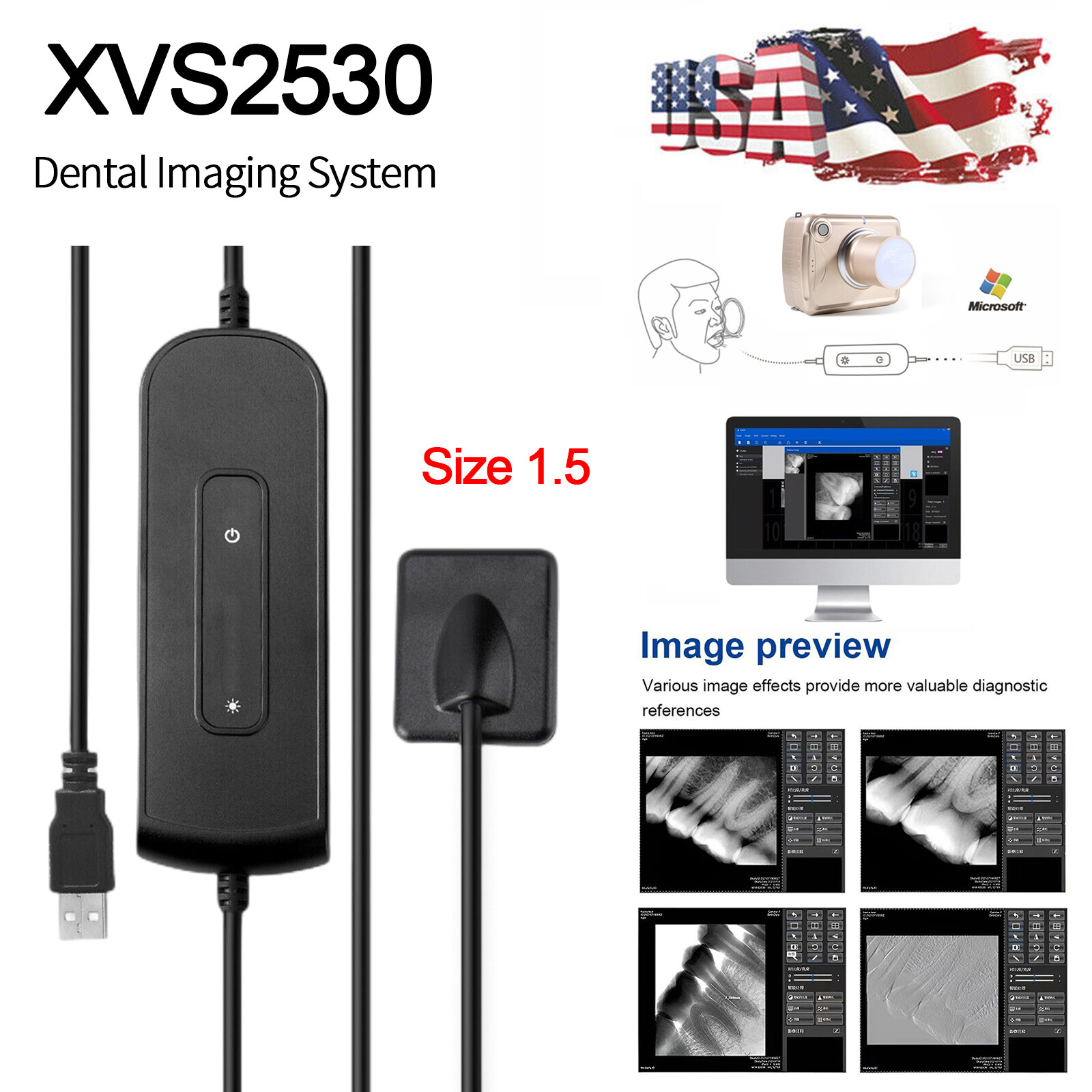 Soft Dental Digital Rayos X Sensor Intra-oral Imaging System 1.5 for Adults