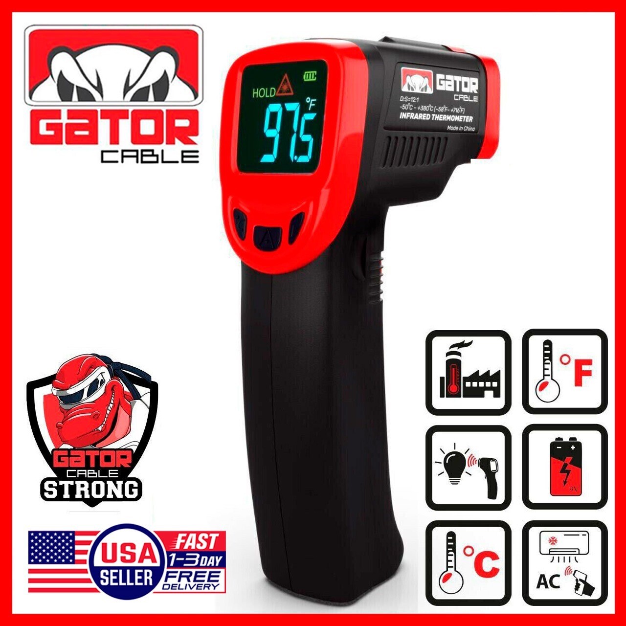 Infrared Laser Thermometer Gun No-Contact Digital Temperature Measurement Tester